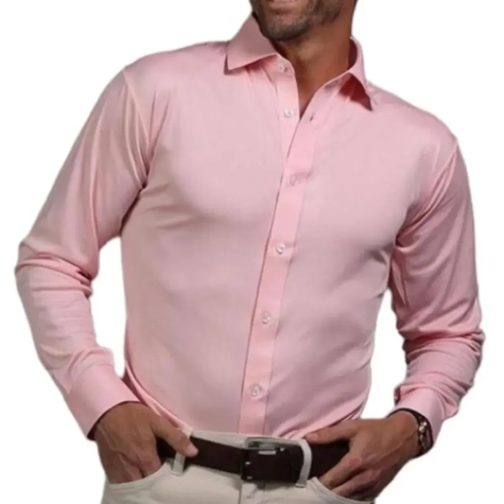 Collars & Co. Quattro Flex Dress Shirt with Semi-Spread Collar - Pink S